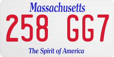 MA license plate 258GG7