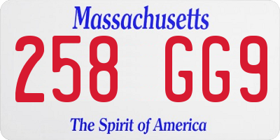 MA license plate 258GG9