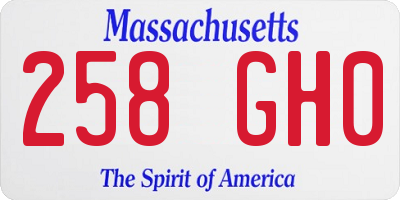MA license plate 258GH0