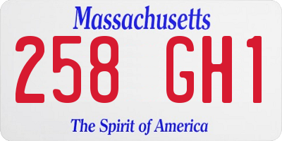 MA license plate 258GH1