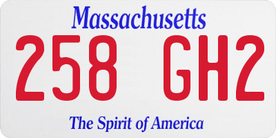 MA license plate 258GH2