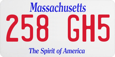 MA license plate 258GH5