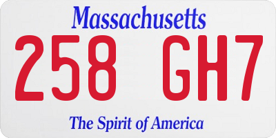 MA license plate 258GH7