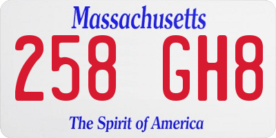 MA license plate 258GH8
