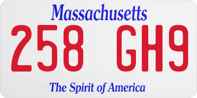 MA license plate 258GH9
