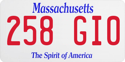 MA license plate 258GI0
