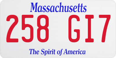 MA license plate 258GI7