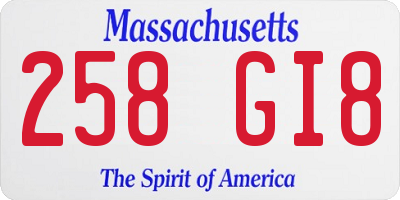 MA license plate 258GI8