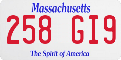 MA license plate 258GI9