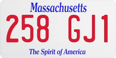 MA license plate 258GJ1