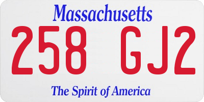 MA license plate 258GJ2