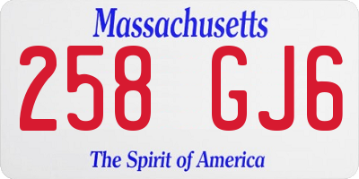 MA license plate 258GJ6