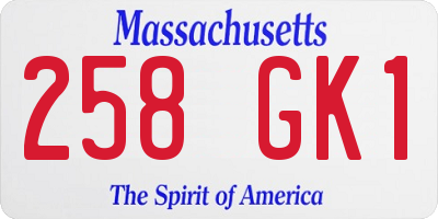 MA license plate 258GK1