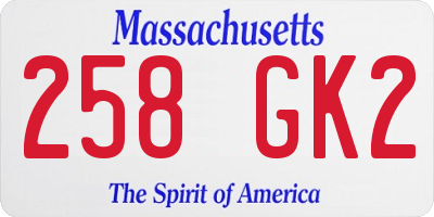 MA license plate 258GK2