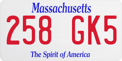 MA license plate 258GK5