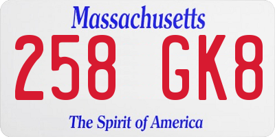 MA license plate 258GK8