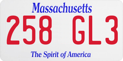 MA license plate 258GL3