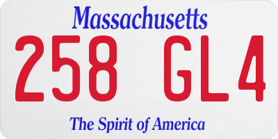 MA license plate 258GL4