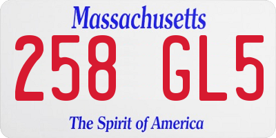 MA license plate 258GL5
