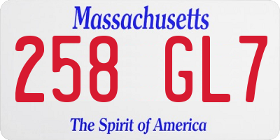 MA license plate 258GL7
