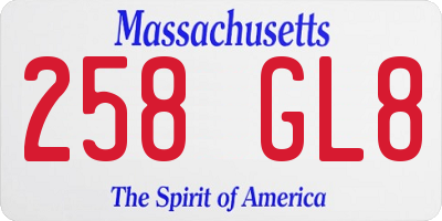 MA license plate 258GL8