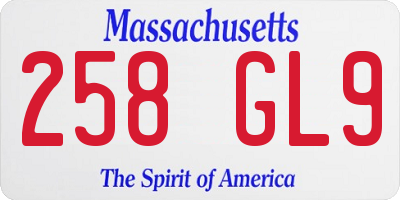 MA license plate 258GL9