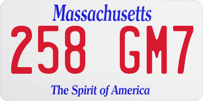 MA license plate 258GM7