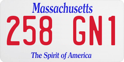 MA license plate 258GN1