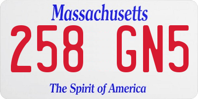 MA license plate 258GN5