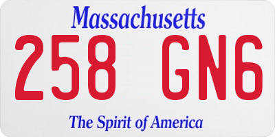 MA license plate 258GN6