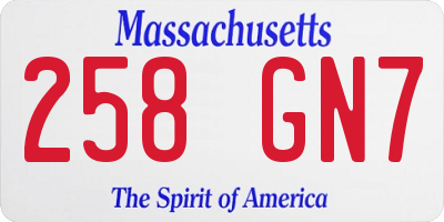 MA license plate 258GN7