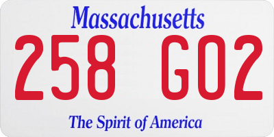 MA license plate 258GO2