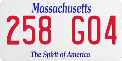 MA license plate 258GO4