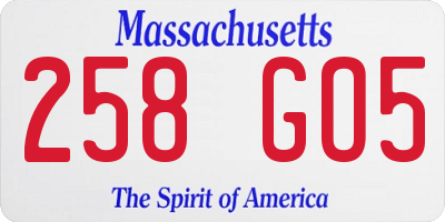 MA license plate 258GO5