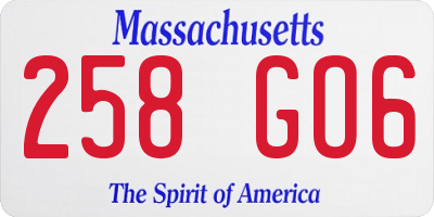 MA license plate 258GO6