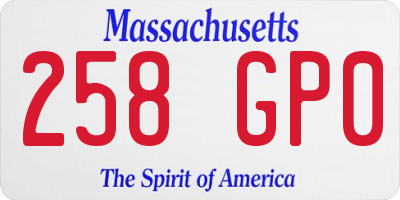 MA license plate 258GP0