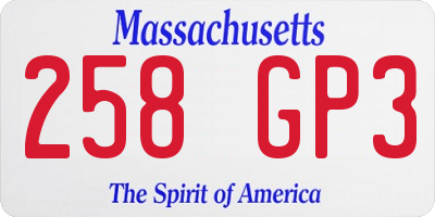 MA license plate 258GP3