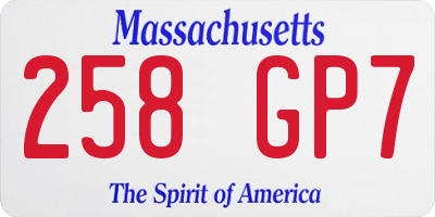 MA license plate 258GP7