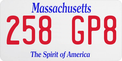 MA license plate 258GP8