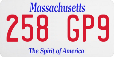 MA license plate 258GP9