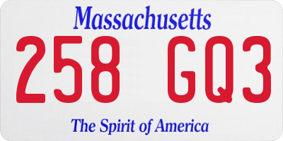 MA license plate 258GQ3