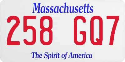 MA license plate 258GQ7