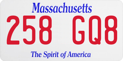 MA license plate 258GQ8