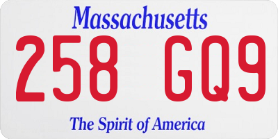 MA license plate 258GQ9