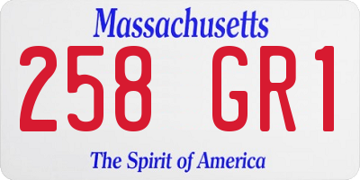 MA license plate 258GR1