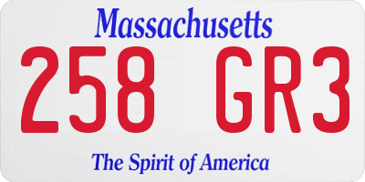 MA license plate 258GR3