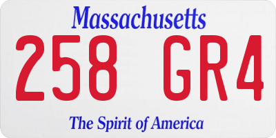 MA license plate 258GR4