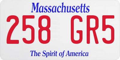 MA license plate 258GR5