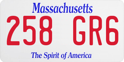 MA license plate 258GR6
