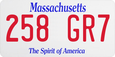 MA license plate 258GR7
